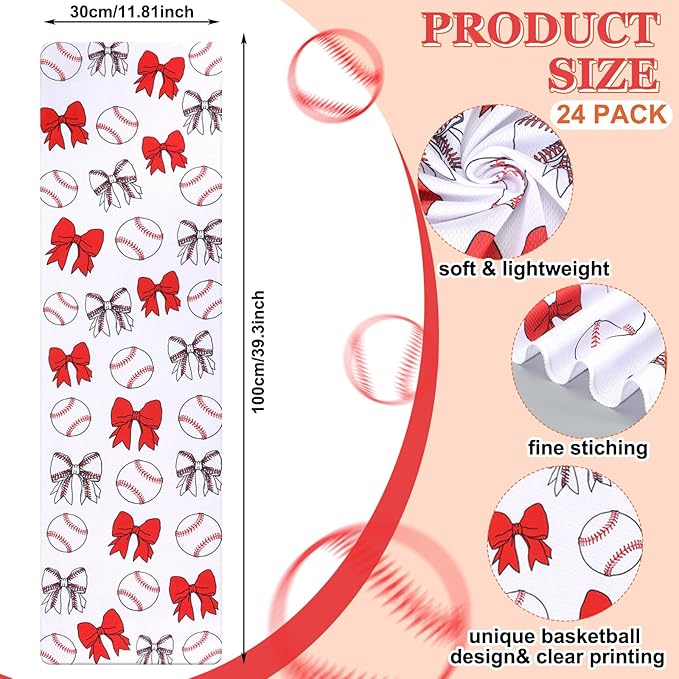 Moukeren 24 pcs Cooling Towels 40"x12" Bulk Sports Ice Towel for Neck and Face Quick Dry Breathable Microfiber Chilly Party Favors Supplies for Coach Gift and Sport Party Favors