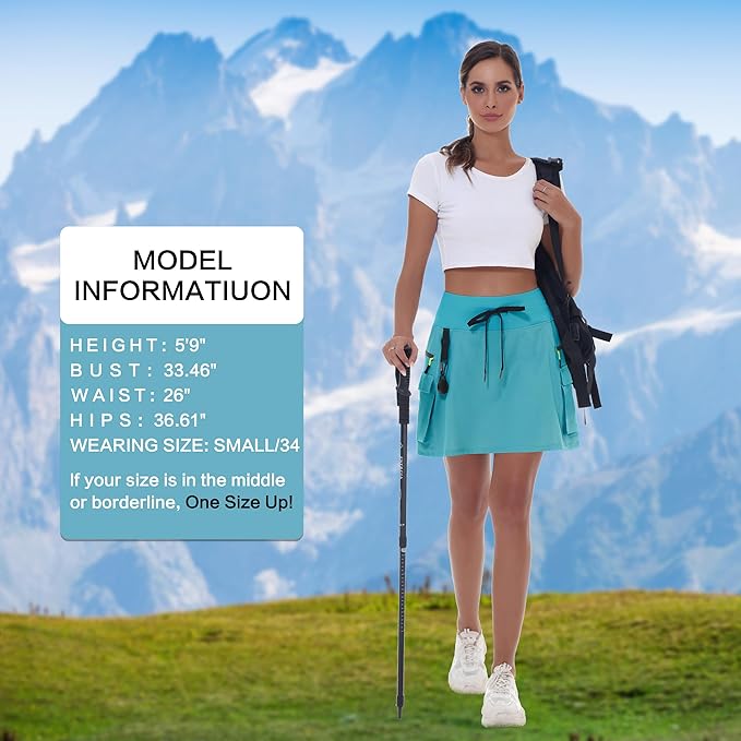 MIVEI Skorts for Woman - Hiking Cargo Skorts with Zipper Pockets, High Waisted Quick Dry Golf Workout, Dressy Casual