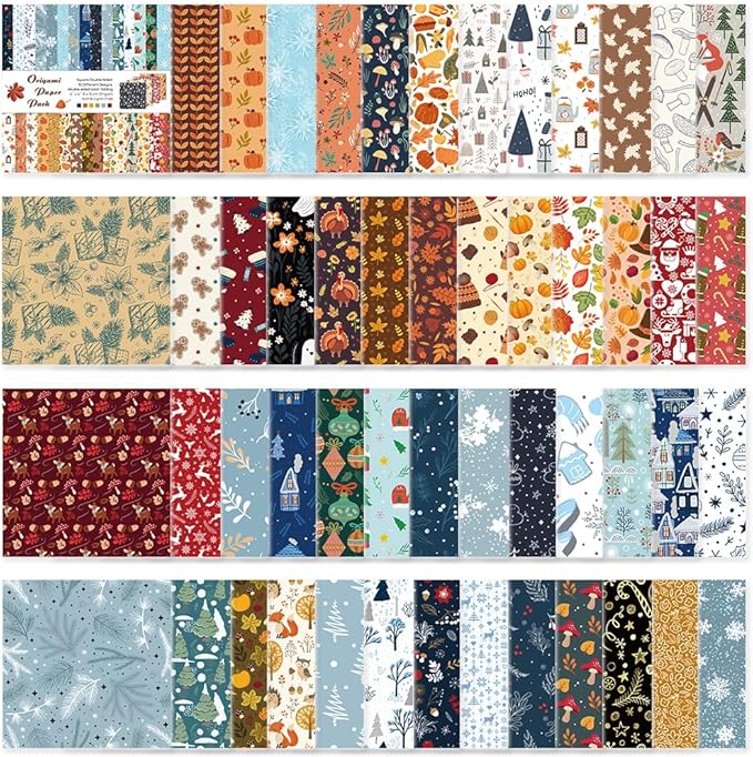 Origami Paper Kit 50 Sheets 70GSM 6 Inch Square Double Sided Color 50 Vivid by Bestartsuppliesforyou