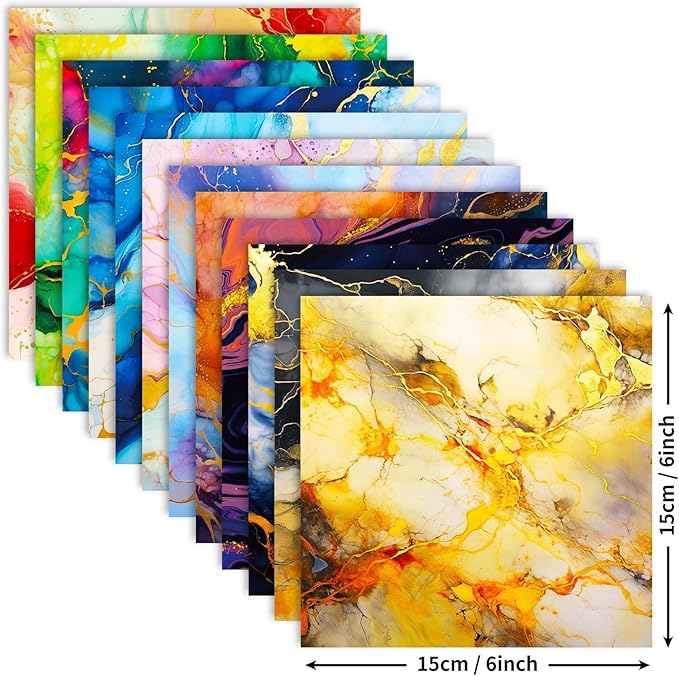Marbled Scrapbook Paper Pad Color Marbled Patterned Paper 6×6, 24 Sheets - Image 2