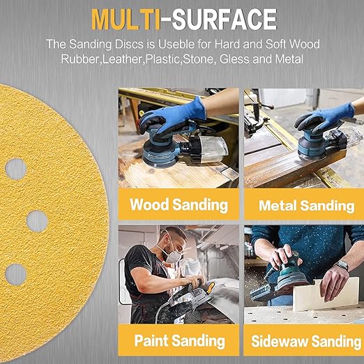 100PCS 5 Inch 8 Hole Sanding Discs 80 Grit - Image 6