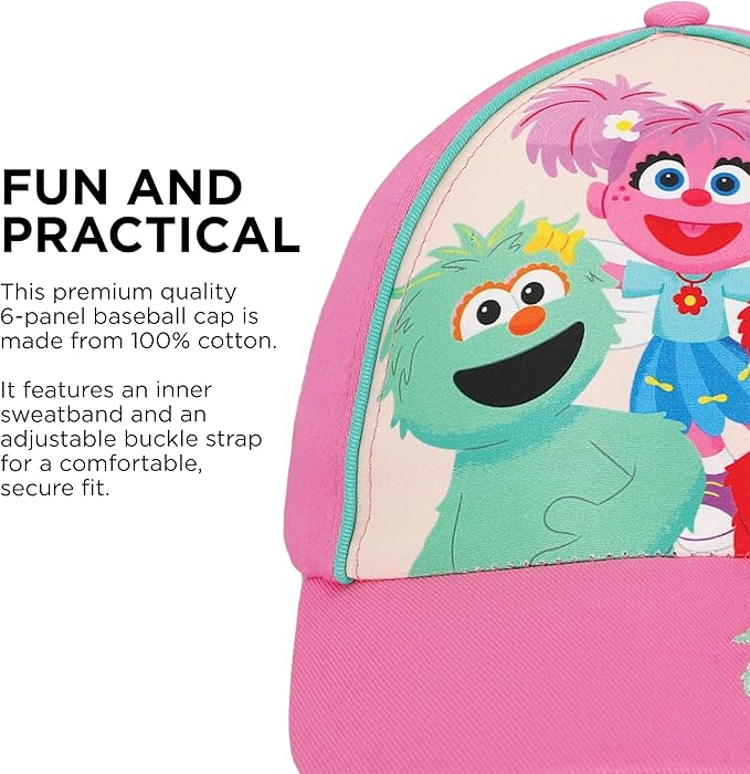 Sesame Street Baseball Cap, Toddler Hats for Boys & Girls Ages 2T-4T, Adjustable Kids Baseball Caps