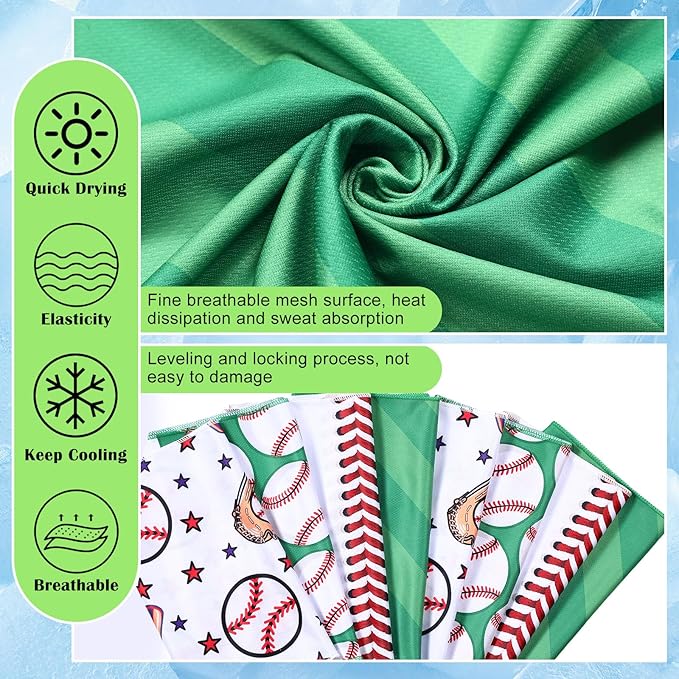 FuWeave 24 Pack Baseball Cooling Towel 40 x 12 Inch Breathable Sport Cooling Towel Microfiber Fast Drying Baseball Team Gifts for Athletes Yoga Gym Camping Running