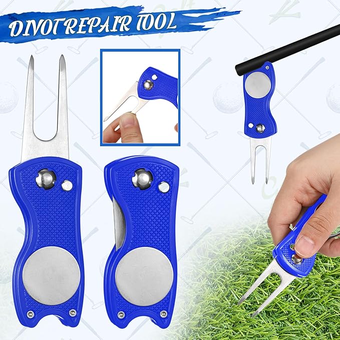 Syhood 21 Pcs Golf Accessories Kit Cleaning Kit Include Golf Brush, Towel, Groove Sharpener, Divot Repair Tool, Ball Alignment Portable Tool Gifts for Men or Women