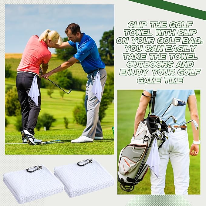 Batiyeer Golf Towel Bulk for Golf Bags 16'' x 16'' Microfiber Fabric Towel with Clip Waffle Pattern, Fitness, Camping, Hiking, Yoga