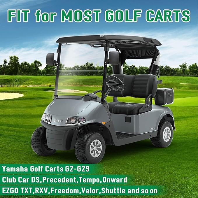 No Drilling Golf Cart Side Mirrors, Universal Golf Cart Mirrors Fit for EZGO, Club Car, Yamaha, ICON, Star, Zone Golf Carts Large HD Shatterproof Folding Side View Mirrors