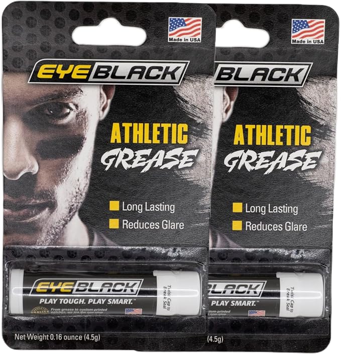 EyeBlack BattlePaint – Bright Colored Under Eye Black Grease for Pro Athletes and Super Fans – Baseball, Softball, Football – 2 Sticks