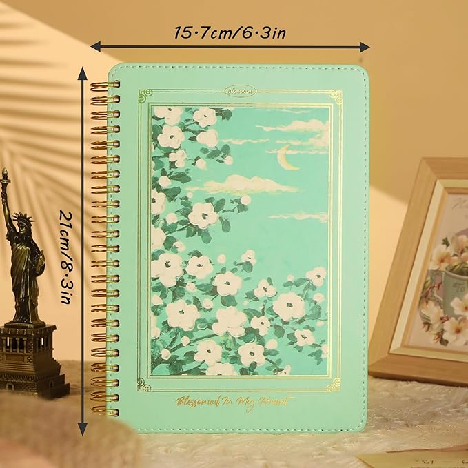 Spiral Notebook for Women, Durable A5 Leather Hardcover Notebooks, 140 Lined - Image 2