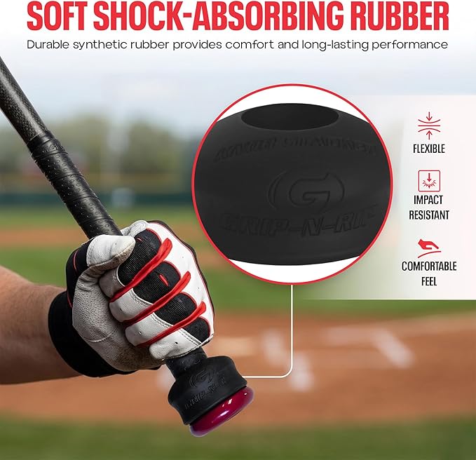 Grip-N-Rip Knob Stacker Choke-Up Ring for Baseball/Softball Bats Provides Choking Up Space & Relief from Bat Sting, Stackable for Custom Fit and Comfort