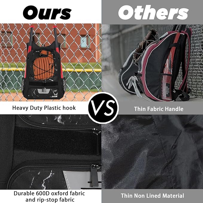 Goloni | Baseball Backpack,Baseball Bag for Adult,Softball Bat Bag with Shoes Compartment,Large Main Compartment for Helmet & accessories, Fence Hook