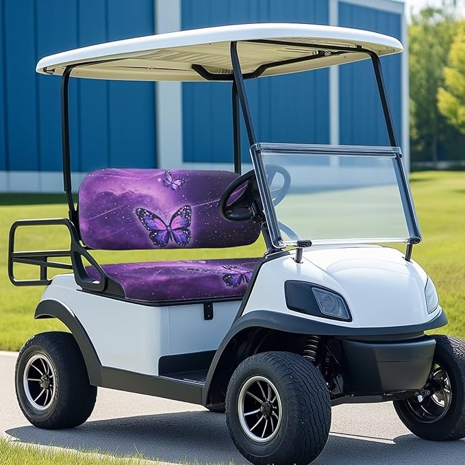 Suobstales Golf Cart Front and Rear Seat Cover Set for EZGO TXT RXV & Club Car DS 2 Passenger, Washable Bench Seat Covers Kit