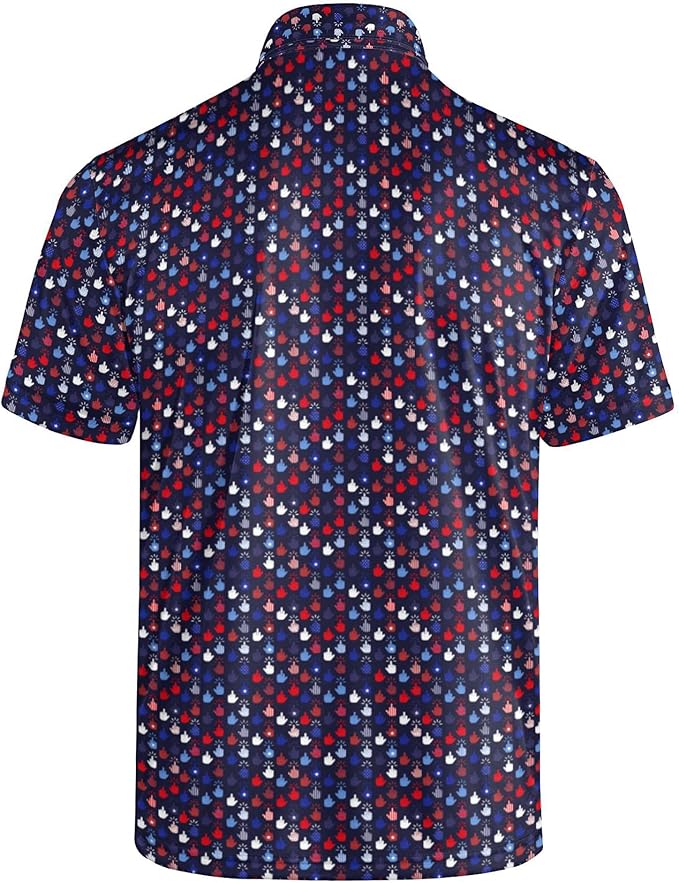 Golf Polo Shirts for Men Funny Print Short Sleeve Golf Shirts Performance Golf Polos