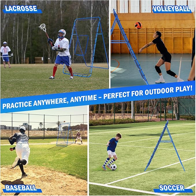 Volleyball Baseball Rebounder Net, Softball Rebounder Pitchback Net Quick Adjustments, Quick Adjustments Lacrosse Bounce Back Practice Equipment, Ideal for Outdoor Indoor and Backyard Training