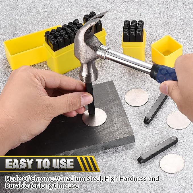 WorkBless 36PCS Metal Stamping Kit, 1/4" Steel Number and Letter Punch Set - Image 5