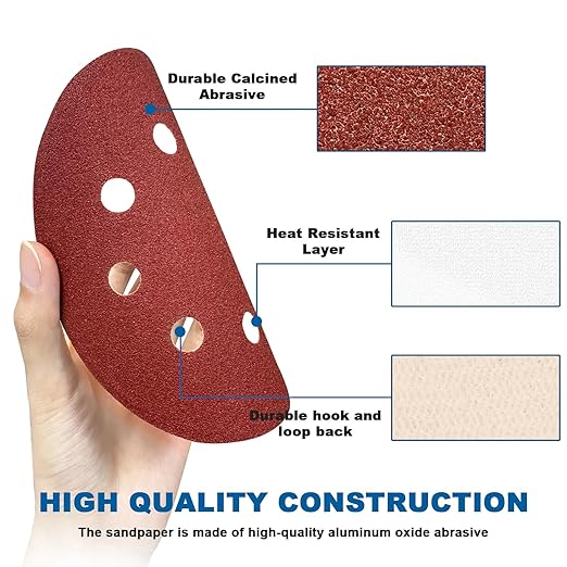 5 Inch 8 Hole Sanding Discs, Round Aluminum Oxide Sand Paper Discs - Image 4