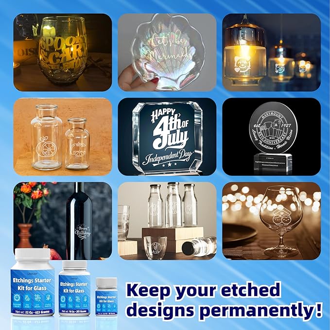 2.8 oz Glassware Etching Kit Creates Permanent Etched Patterns, Etch Starter Kit - Image 7