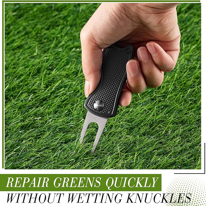 Poen Pcs Golf Divot Tool Golf Repair Tool with Magnetic Ball Marker and Popping Button Metal Foldable Switchblade Repair Fixer for Golfers Prizes
