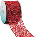 CT CRAFT LLC Sparkling Glitter Mesh Wired Ribbon 2.5" x 10 Yards Red by CTCRAFTLLC