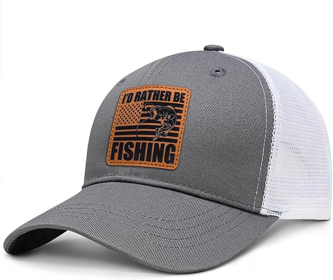 Fishing Hat Fishing Gifts for Men Bass Fish Flag Gear Accessories Stuff Trucker Hat Snapback Baseball Cap