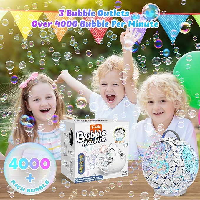 Bubble Machine for Kids Toddlers, 45°/360° Rotatable Spherical Bubble Maker Toy - Image 4