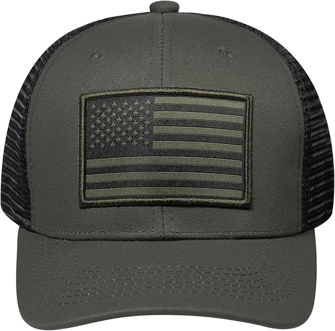 American Flag Trucker Hat, Patriotic Baseball Cap for Men & Women, Breathable Mesh Adjustable Snapback, USA Flag Patch