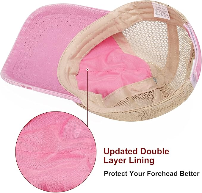 Criss Cross Hat Washed Distressed Baseball Cap Ponytail Hat High Messy Bun Ponycap for Women