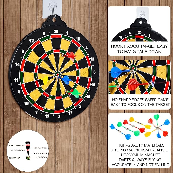 Magnetic Dart Board for Kids-12Magnetic Dart/Sticky Balls Or 2 Toy Gun+40 Foam - Image 3