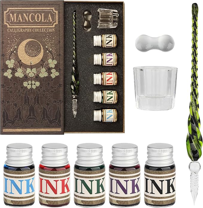 Mancola Glass Dipped Crystal Calligraphy Pen Set by mancola