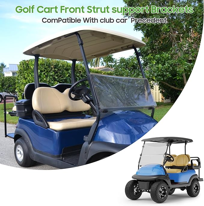 10L0L Golf Cart Front Roof Strut Brackets for Club Car Precedent with Steel Screw Bushings Repair Kit, Heavy Duty Strut Support Reinforcement Repair
