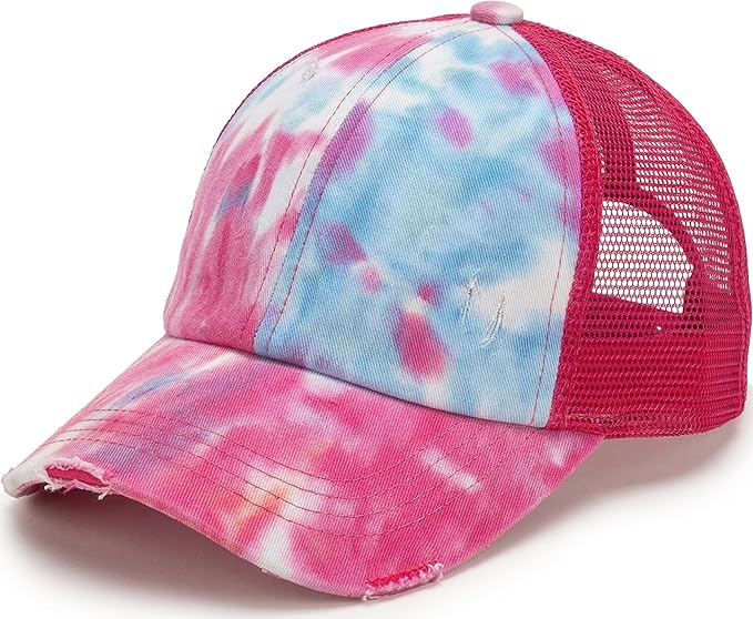 Funky Junque Trucker Hat for Women – Distressed Low Profile Western Camo Baseball Cap with Mesh, Trendy and Adjustable Fit