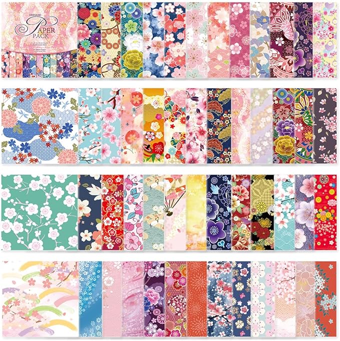 Origami Paper Kit 50 Sheets 70GSM 6 Inch Square Double Sided Color 50 Vivid by Bestartsuppliesforyou