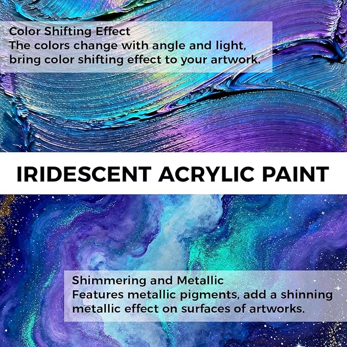 ARTME Iridescent Acrylic Paint Set, 20 Chameleon Colors in 8.45 oz/250ml Bottles - Image 5