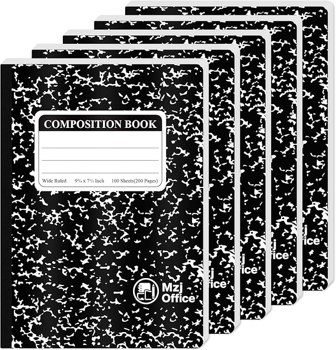 Marble Composition Notebook, 100 Sheets 7-1/2" x 9-3/4" Marble Notebooks Wide by Unknown