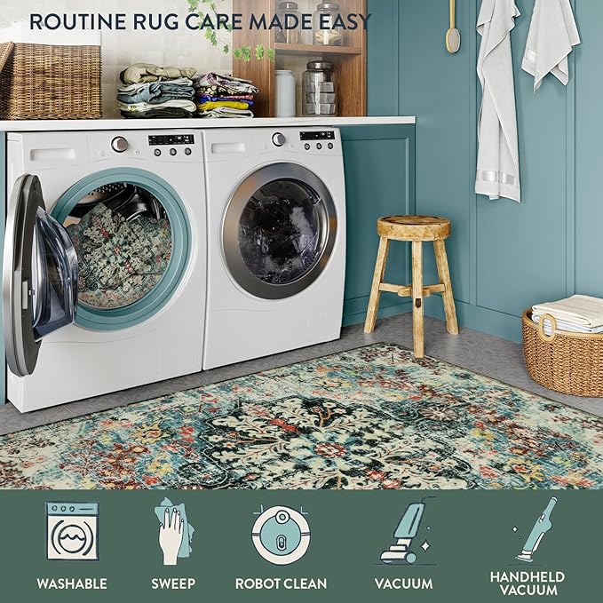 Lahome Bohemian Floral Medallion Area Rug - Image 4