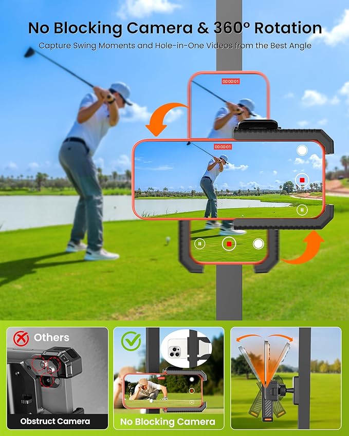 Magnetic Golf Cart Phone Holder Mount- Holds Up to 6 LBS, 3s Phone Clip Install,Phone Caddy for iPhone Galaxy Fits EZGO Club Car Yamaha Icon,Golf Cart Accessories Essentials Gift