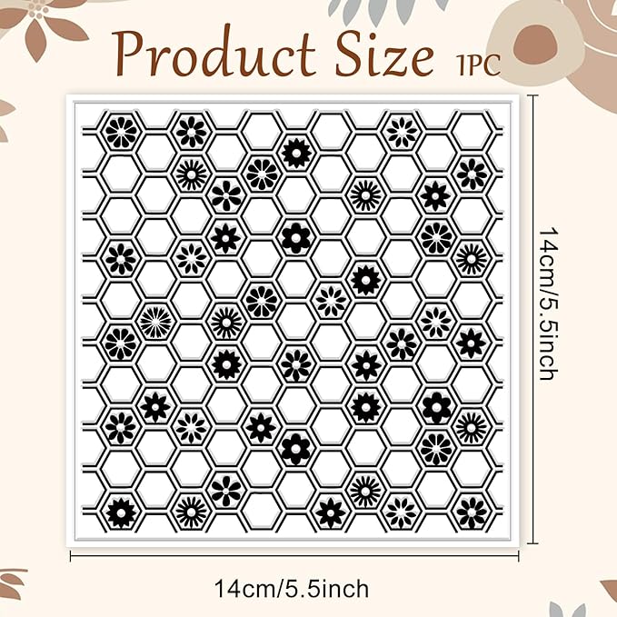 CHGCRAFT Honeycomb Pattern Polymer Clay Texture Sheet Flowers and Hexagonal - Image 2