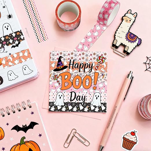 12 Rolls Halloween Washi Tape, Cute Ghost Pumpkin Spiders Masking Tape Boho - Image 3