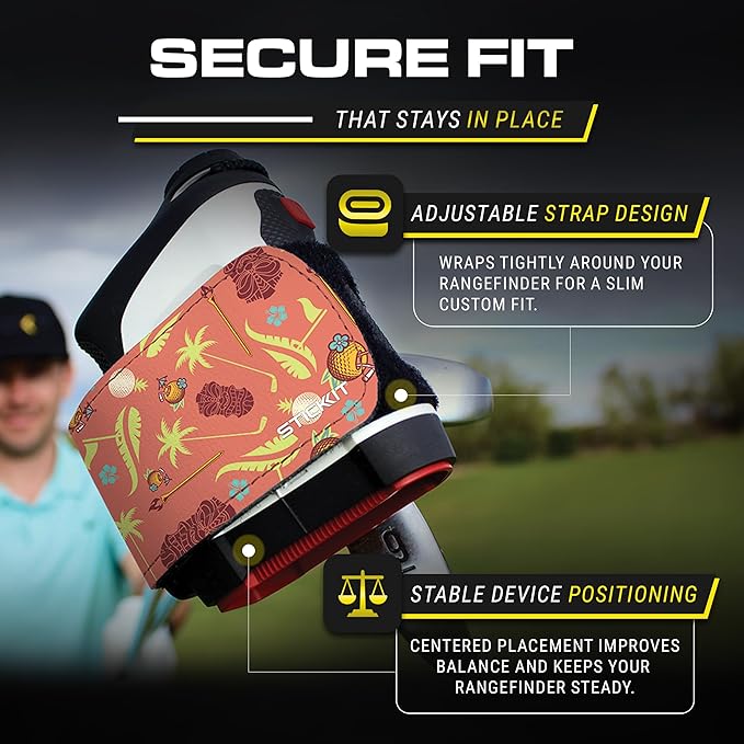 STICKIT Magnetic Rangefinder Strap | Strong Magnet Securely Holds to Golf Carts and Golf Clubs for Easy Access | Slim, Form Fitting, Size Adjustable