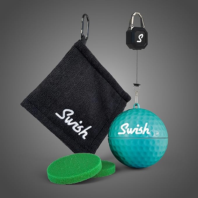 Swish Portable Golf Ball Cleaner – Clip-On Golf Accessory for Bag or Cart – Perfect Golf Gift