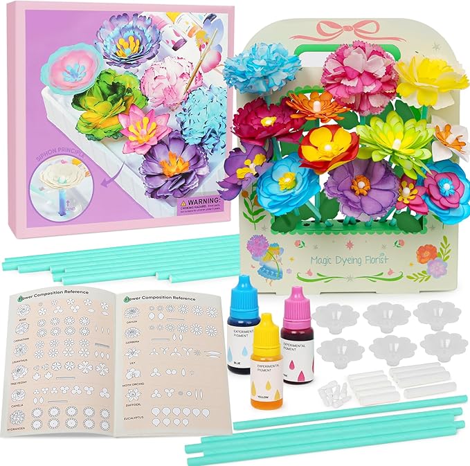 Arts and Crafts for Kids, Paper Flowers Science Kit Magic Dyeing Flowers by ROOCHKD