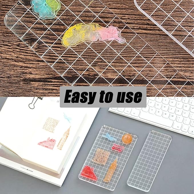 Pine & Linen 6 Pack Clear Stamp Blocks, Acrylic Tools Grid Lines Set, - Image 5