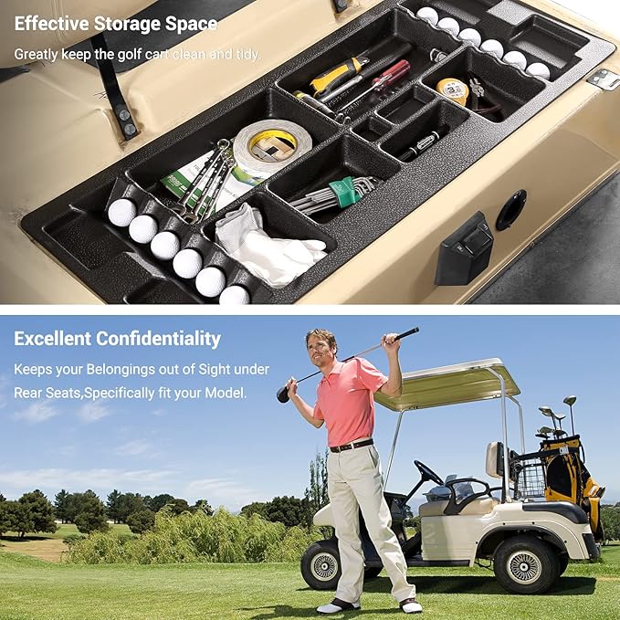 10L0L Golf Cart Under Seat Storage Tray Fits EZGO TXT, RXV, Club Car DS, Club Car Precedent, Yamaha G29, Electric Vehicle with Original Trojan Battery Underseat Organizer Container Holder Plate