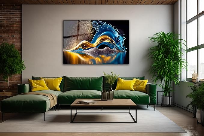 SpiritualHands Colorful Abstract Printed Tempered Glass Wall Art Painting - Image 2