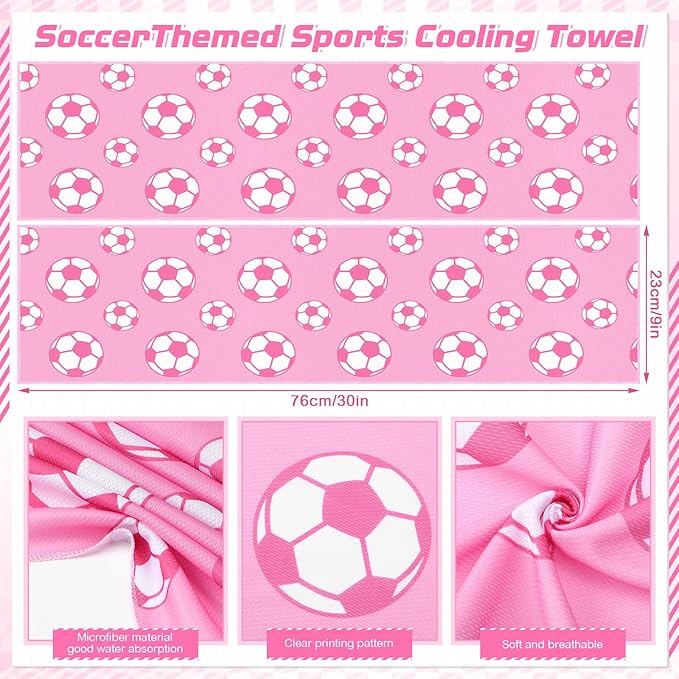 FuWeave 12 Pcs Sports Cooling Towels Baseball Basketball Softball Breathable Soccer Football Volleyball Microfiber Ice Towel Fast Drying for Party Favors Team Gift (Soccer 2,30 x 9 Inch)