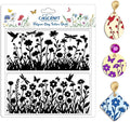 CHGCRAFT Wildflowers Silhouettes Print Pattern Clay Texture Sheet Butterflies by chgcraft