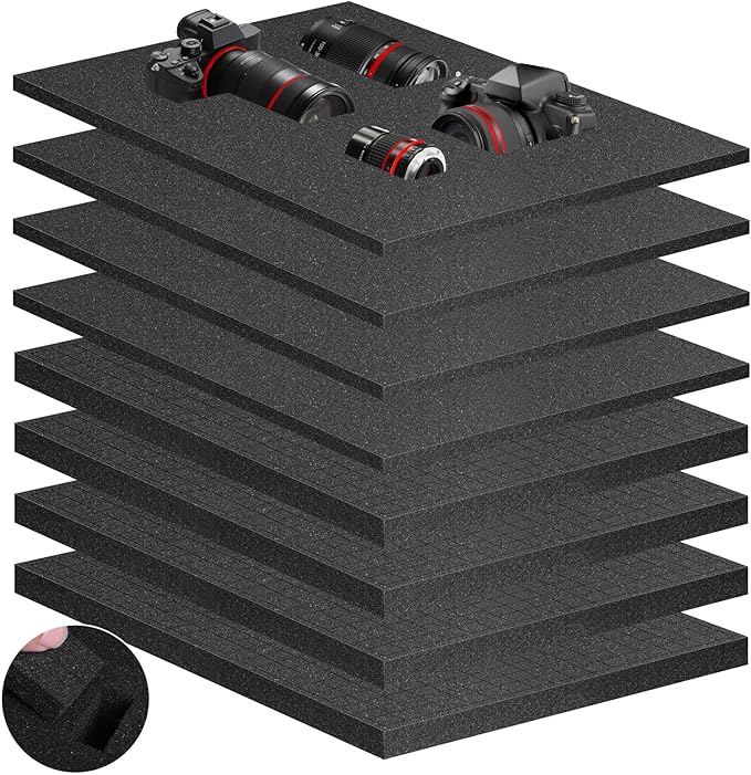 Eunice 4Pcs 16 x 12 x 0.4 Inch Polyurethane Foam Sheets & 4Pcs 16 x 12 x 0.8 by Eunice