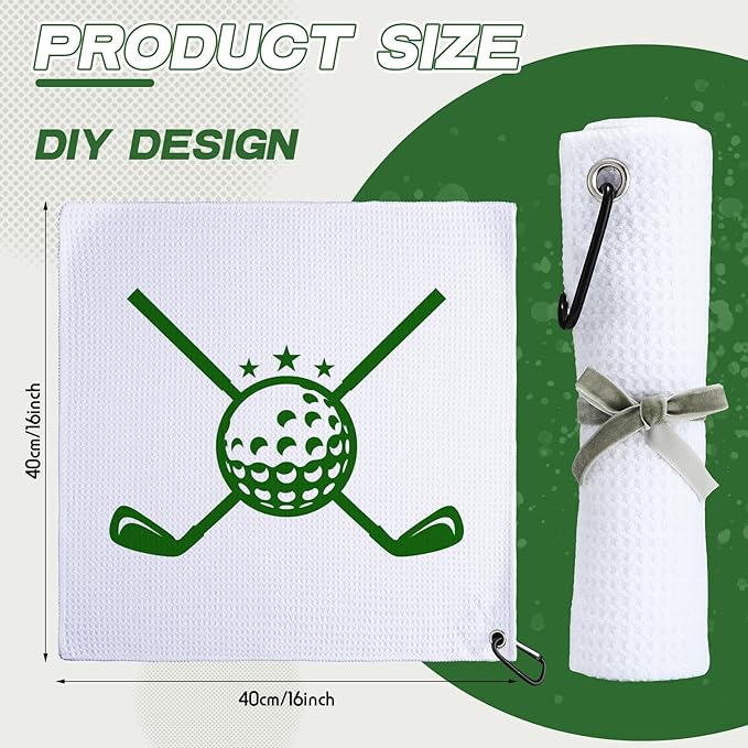 Batiyeer Golf Towel Bulk for Golf Bags 16'' x 16'' Microfiber Fabric Towel with Clip Waffle Pattern, Fitness, Camping, Hiking, Yoga