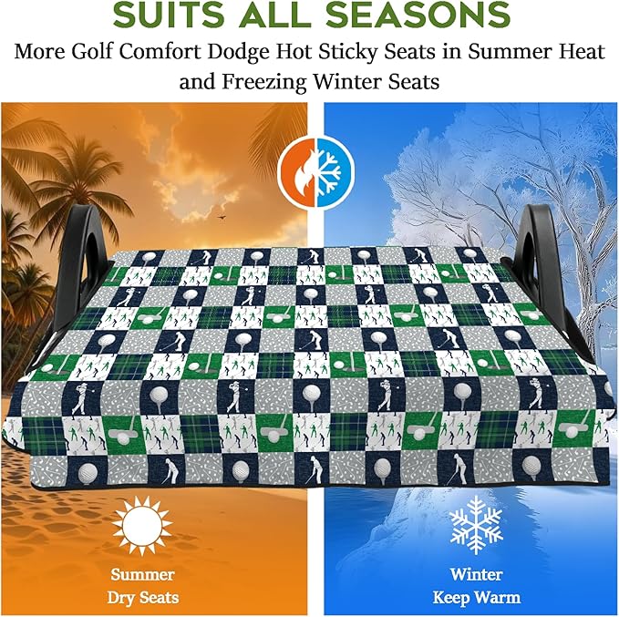 Golf Cart Seat Covers Club Car Golf Cart Accessories for Men Women Golf Carts Seat Towel Blanket 2-Seat Golf Cart Decorations