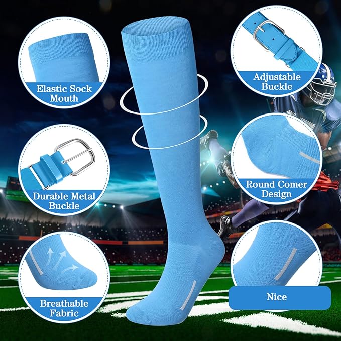 Haysandy Baseball or Softball Sock and Belt Combo Set 3 Football Baseball Socks with Softball Belt for Youth Boys Kids