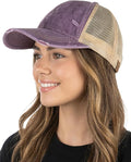 Funky Junque Trucker Hat for Women – Distressed Low Profile Western Camo Baseball Cap with Mesh, Trendy and Adjustable Fit